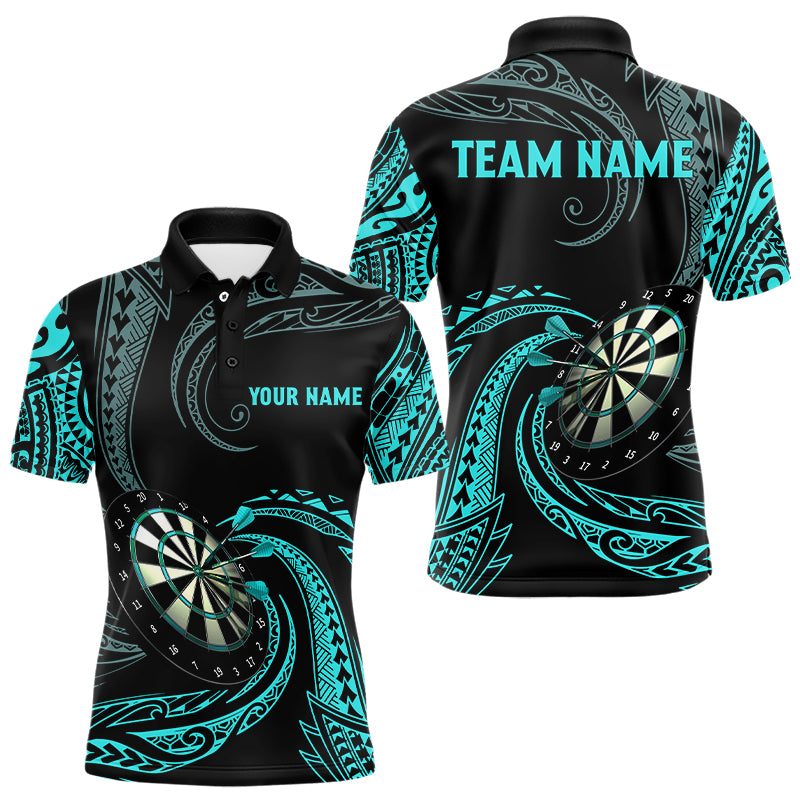 Turquoise Tribal Darts Polo & Quarter Zip Shirts Custom Men Darts Shirts Dart Jerseys TDM3186