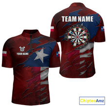 Load image into Gallery viewer, Retro Texas Flag Darts Shirt For Men Custom Patriotic Texas Darts Team Jersey Polo &amp; 1/4 Zip TDM5417