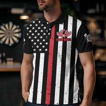Load image into Gallery viewer, Personalized American Flag Grunge Skull Dart Shirts For Men Custom Patriotic Darts Jerseys | Red TDM3400