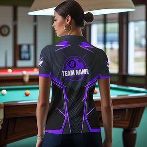 Billiard Jerseys For Women Custom Polo & Quarter-Zip Billiard Team Shirts, 8 Ball Pool Shirt |Purple TDM3532