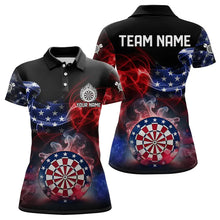 Load image into Gallery viewer, Personalized Dartboard American Flag Smoke Dart Shirts For Women Custom Patriotic Team Darts Jerseys TDM3536