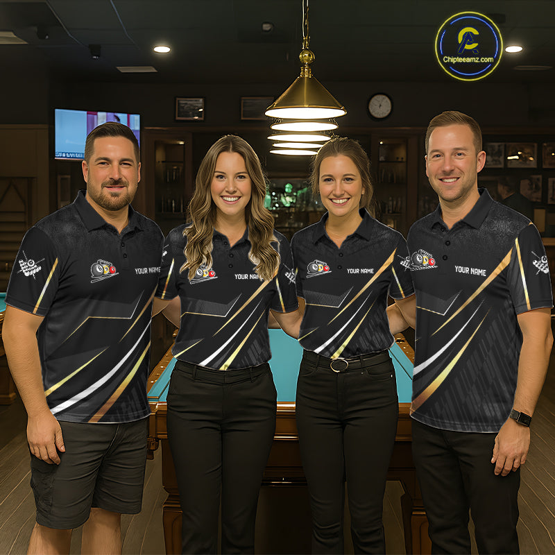 Personalized Golden 8 Ball Pool Crown Billiard Shirt For Men, Billiard Team Jersey Polo & 1/4 Zip TDM5904