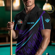 Load image into Gallery viewer, Custom Purple And Turquoise 8 Ball Crown Billiard Shirt For Men, Pool Team Jersey Polo &amp; 1/4 Zip TDM5905