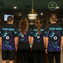 Load image into Gallery viewer, Custom Purple And Turquoise 8 Ball Crown Billiard Shirt For Men, Pool Team Jersey Polo &amp; 1/4 Zip TDM5905