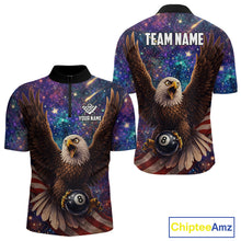 Load image into Gallery viewer, Funny Eagle Galaxy Billiard Shirt For Men Custom 8 Ball Pool Team Jersey Polo &amp;1/4 Zip TDM6044