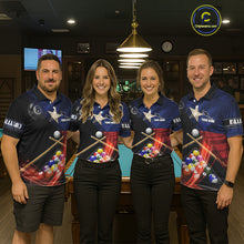 Load image into Gallery viewer, Texas Flag Custom Billiard Polo &amp; 1/4 Zip Shirt For Women, Patriotic 8 Ball Pool Team Jersey TDM6046