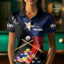 Load image into Gallery viewer, Texas Flag Custom Billiard Polo &amp; 1/4 Zip Shirt For Women, Patriotic 8 Ball Pool Team Jersey TDM6046