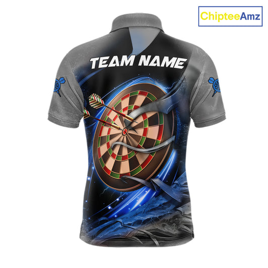 Personalized Wolf Lightning Darts Shirt For Men, Darts Team Jersey Polo & 1/4 Zip |Blue TDM6305