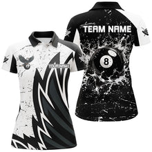 Load image into Gallery viewer, Custom Grunge Black White 8 Ball Pool In Water Women Billiard Shirts Custom Unique Billiard Jersey TDM1600