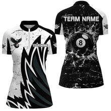 Load image into Gallery viewer, Custom Grunge Black White 8 Ball Pool In Water Women Billiard Shirts Custom Unique Billiard Jersey TDM1600