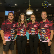 Load image into Gallery viewer, Funny Bulldog Pool Balls Billiard Shirt For Men Custom Billiard Team Jersey Polo &amp; 1/4 Zip |Red TDM6477