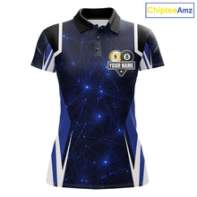 Load image into Gallery viewer, Blue 8 Ball &amp; 9 Ball Pool Billiard Shirt For Women Custom Geometric Billiard Jersey Polo &amp; 1/4 Zip TDM6482
