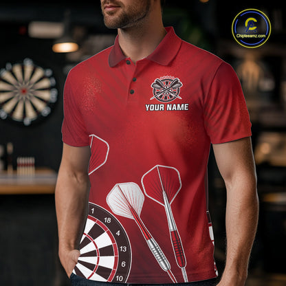 Personalized Red Dartboard Shirts For Men Custom Darts Jersey, Darts League Team Shirts TDM7197