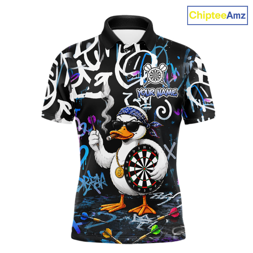Colorful Graffiti Funny Duck Darts Shirt For Men Custom Darts Team Jersey, Personalized Darts Gift TDM7209