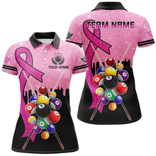 Load image into Gallery viewer, Pink Ribbon Billiard Balls Breast Cancer Awareness Pool Shirts For Women Custom Billiard Jerseys TDM2721