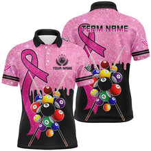 Load image into Gallery viewer, Pink Ribbon Billiard Balls Breast Cancer Awareness Pool Shirts For Men Custom Billiard Jerseys  TDM2721