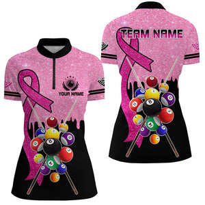 Pink Ribbon Billiard Balls Breast Cancer Awareness Pool Shirts For Women Custom Billiard Jerseys TDM2721