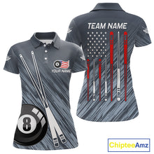 Load image into Gallery viewer, Personalized Billiard US Flag 8 Ball Pool Shirt For Women, Billiard Team Jersey Polo &amp; 1/4 Zip TDM4989