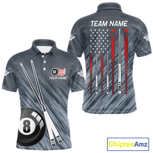 Load image into Gallery viewer, Personalized Billiard US Flag 8 Ball Pool Shirt For Men, Billiard Team Jersey Polo &amp; 1/4 Zip TDM4989