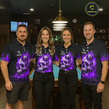 Load image into Gallery viewer, Purple Flaming Skull 8 Ball Billiard Shirt For Women Custom Pool Team Jersey Polo &amp; Quarter Zip TDM5423