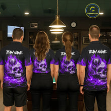 Load image into Gallery viewer, Purple Flaming Skull 8 Ball Billiard Shirt For Women Custom Pool Team Jersey Polo &amp; Quarter Zip TDM5423