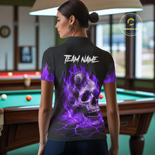 Load image into Gallery viewer, Purple Flaming Skull 8 Ball Billiard Shirt For Women Custom Pool Team Jersey Polo &amp; Quarter Zip TDM5423