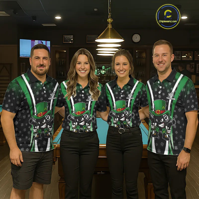 Custom St Patrick Day 8 Ball Pool Billiard Shirt For Women, Luckiest Shamrock Billiard Team Jersey TDM5698
