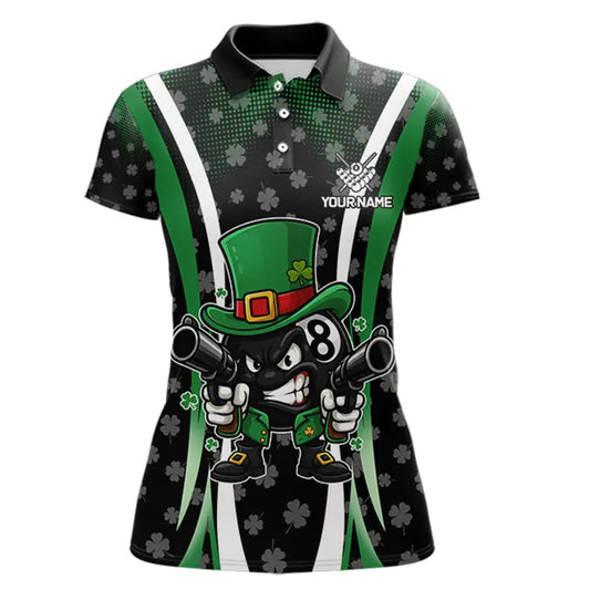 Custom St Patrick Day 8 Ball Pool Billiard Shirt For Women, Luckiest Shamrock Billiard Team Jersey TDM5698