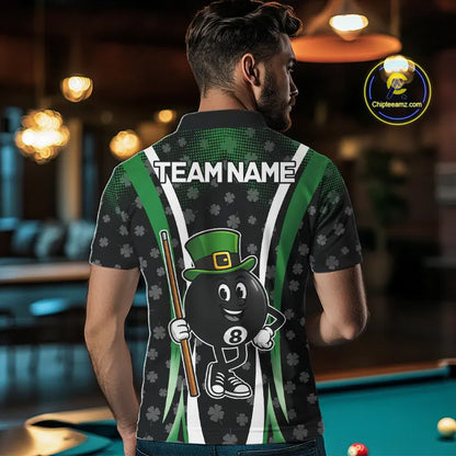Funny 8 Ball Pool St Patrick Day Billiard Shirt For Men Custom Lucky Billiard Team Jersey TDM5699