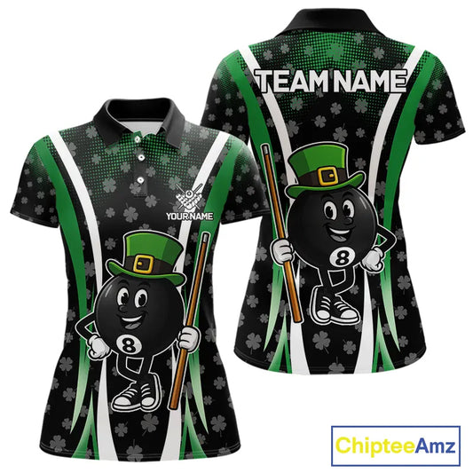 Funny 8 Ball Pool St Patrick Day Billiard Shirt For Women Custom Lucky Billiard Team Jersey TDM5699