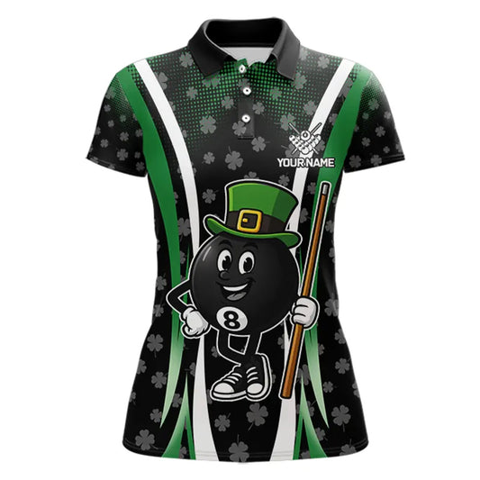 Funny 8 Ball Pool St Patrick Day Billiard Shirt For Women Custom Lucky Billiard Team Jersey TDM5699