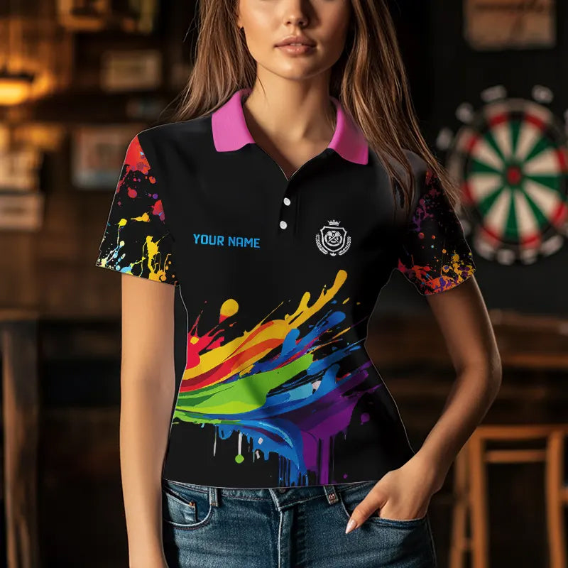Funny Colorful Paint Splash Dart Shirts For Women Custom Dart Team Jerseys TDM3544