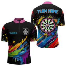 Load image into Gallery viewer, Funny Dartboards Colorful Paint Splash Dart Shirts For Men Custom Polo &amp; Quarter Zip Darts Jerseys TDM3544