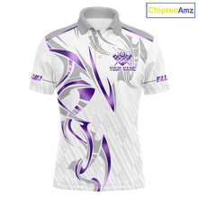 Load image into Gallery viewer, White And Purple Custom Crown 8 Ball Men's Billiards Shirts, Billiard Jersey Team Polo &amp; 1/4 Zip TDM6054
