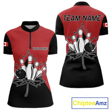 Load image into Gallery viewer, Canada Bowling Quarter Zip Shirt For Women Custom Canada Bowling Team Jersey