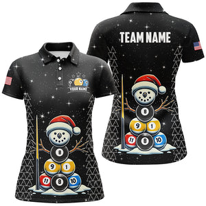 Custom Galaxy Funny Snow Billiard Balls Christmas Pool Shirts For Women, Xmas Billiard Shirts Jerseys TDM2963