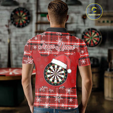 Load image into Gallery viewer, Funny Santa Dartboard Mens Darts Shirt Custom Red Plaid Snowflake Christmas Darts Jerseys Gifts TDM5182
