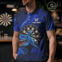 Load image into Gallery viewer, Personalized Shark Blue Darts Shirt For Men Custom Dart Jerseys Team Polo &amp; Quarter Zip TDM5191