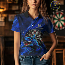 Load image into Gallery viewer, Personalized Shark Blue Darts Shirt For Women Custom Dart Jerseys Team Polo &amp; Quarter Zip TDM5191