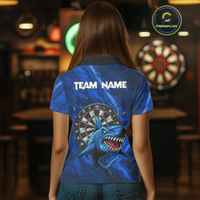Load image into Gallery viewer, Personalized Shark Blue Darts Shirt For Women Custom Dart Jerseys Team Polo &amp; Quarter Zip TDM5191