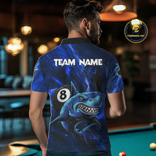Load image into Gallery viewer, Personalized Blue 8 Ball Shark Billiard Shirt For Men Custom Billiard Team Jersey Polo &amp; 1/4 Zip TDM5192