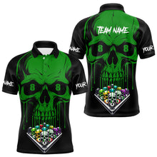 Load image into Gallery viewer, Personalized Green Skull Billiard Balls Funny Pool Shirts For Men Custom Unique Billiard Jerseys TDM3199