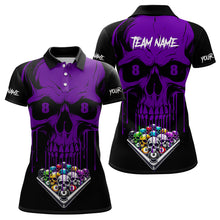 Load image into Gallery viewer, Personalized Purple Skull Billiard Balls Funny Pool Shirts For Women Custom Unique Billiard Jerseys TDM3200