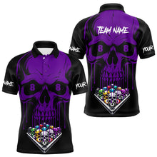 Load image into Gallery viewer, Personalized Purple Skull Billiard Balls Funny Pool Shirts For Men Custom Unique Billiard Jerseys TDM3200