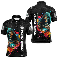 Load image into Gallery viewer, Billiard Death Skeleton Colorful Grunge Style Custom Men Billiard Shirts, Billiard Jersey | Black TDM3201
