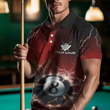 Load image into Gallery viewer, Personalized Red 3D Thunder Lightning 8 Ball Pool Billiard Shirts For Men, Billiard Team Jerseys TDM3548