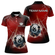 Load image into Gallery viewer, Personalized Red 3D Thunder Lightning 8 Ball Pool Billiard Shirts For Women, Billiard Team Jerseys TDM3548