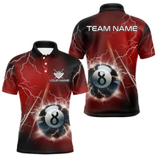 Load image into Gallery viewer, Personalized Red 3D Thunder Lightning 8 Ball Pool Billiard Shirts For Men, Billiard Team Jerseys TDM3548