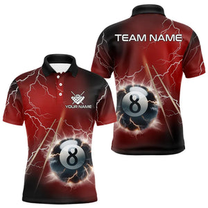 Personalized Red 3D Thunder Lightning 8 Ball Pool Billiard Shirts For Men, Billiard Team Jerseys TDM3548