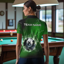 Load image into Gallery viewer, Personalized Green 3D Thunder Lightning 8 Ball Pool Billiard Shirts For Women, Billiard Team Jerseys TDM3549